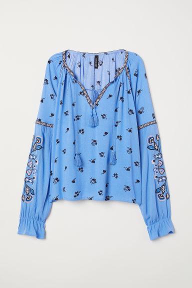 Blusa Bordada - Azul