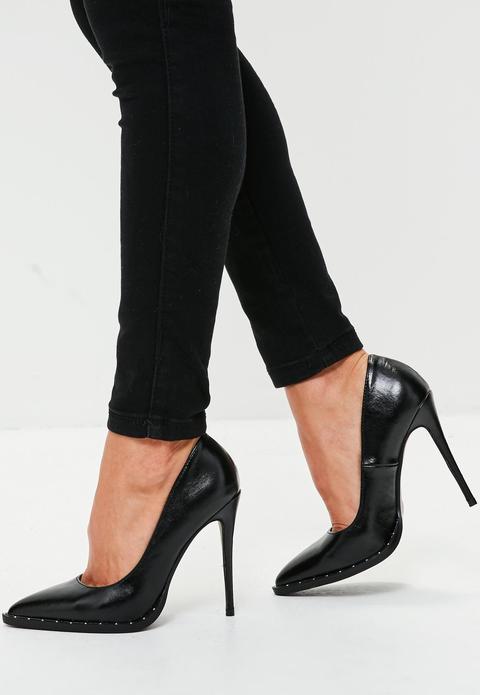 black studded court heels