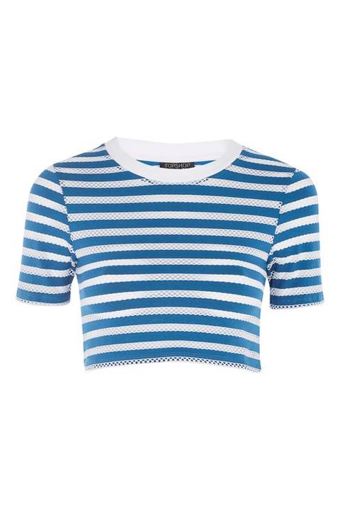 Stripe Airtex Crop T-shirt