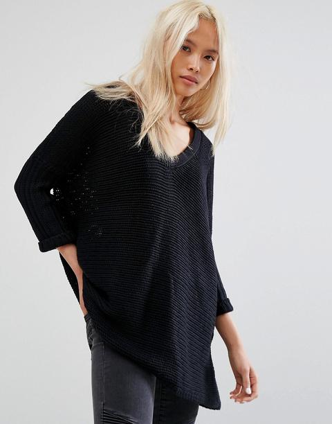 Noisy May Deep V-neck Oversize Jumper - Black