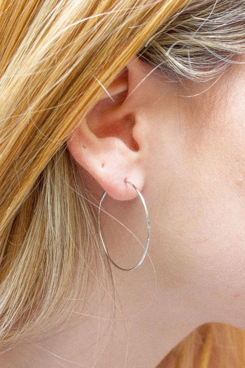Thin Silver Hoop Earrings