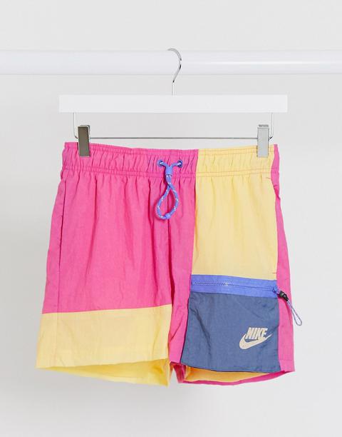 Nike Colourblock Woven Shorts In Pink 