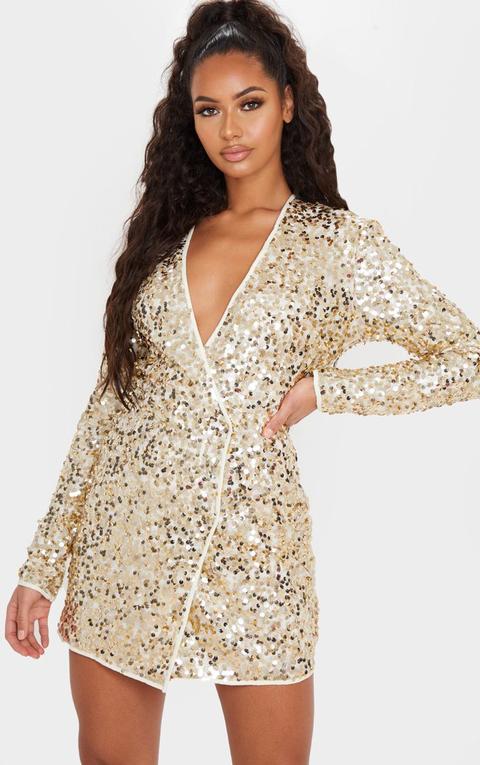 gold sequin blazer dress