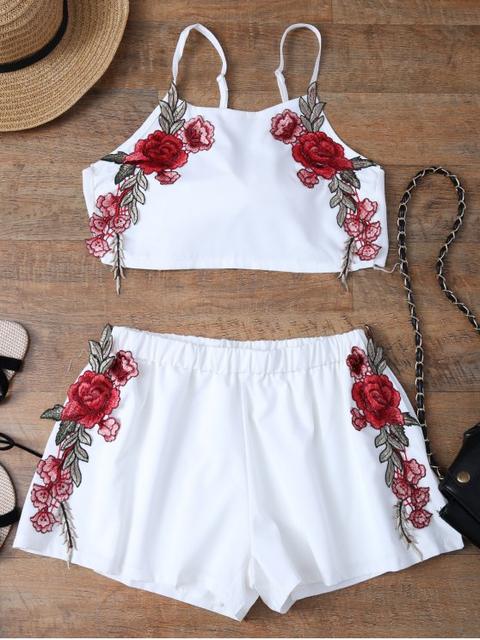 Embroidered Bowknot Top With Shorts