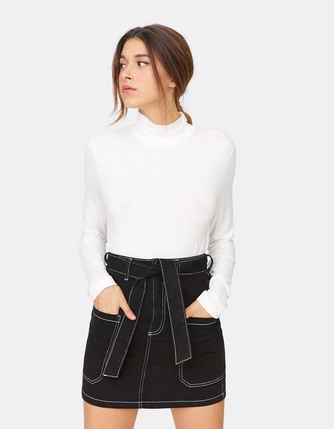 Langarmshirt Mit Rollkragen Ecru