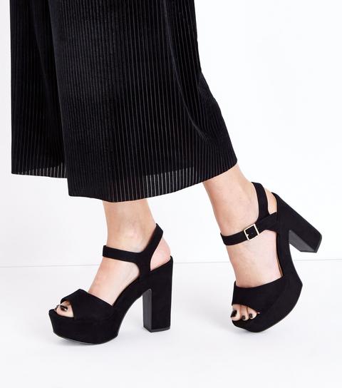 black two part platform heels