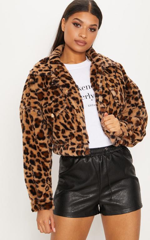Brown Cropped Leopard Trucker