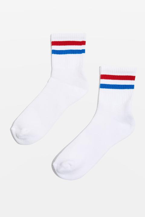 Womens Sporty Tube Ankle Socks - White, White