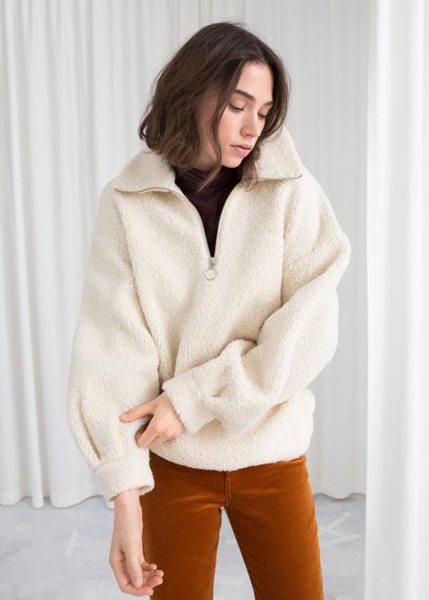 Faux Shearling Zip Pullover