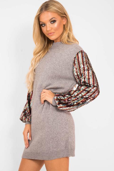 sequin sleeve jumper dress
