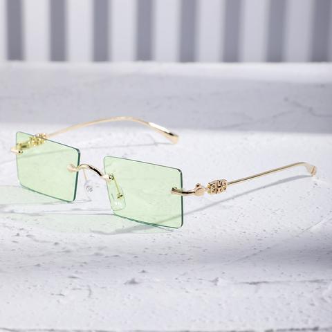 Men Tinted Lens Rimless Sunglasses