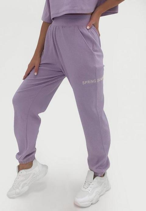 Lilac Co Ord Spring Summer Rib Joggers, Lilac