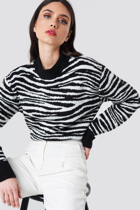 Na-kd Trend Zebra Knitted Sweater - Black,white