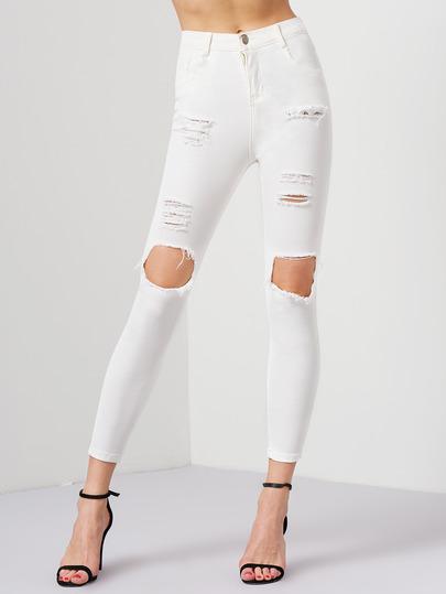 Pantalón Rotos Denim Blanco