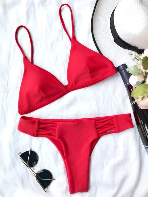 Vita Bassa Cami Imbottito Bikini Red