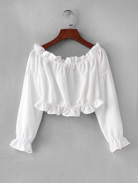 Top Corto Bardot Con Volant