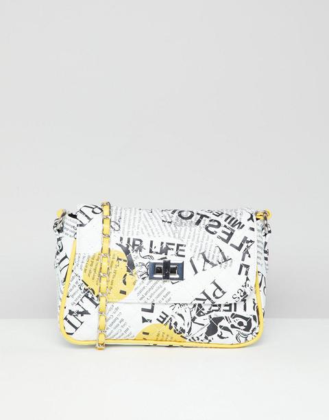 Asos Design - Borsa A Tracolla Trapuntata Effetto Quotidiano Con Lucchetto - Bianco