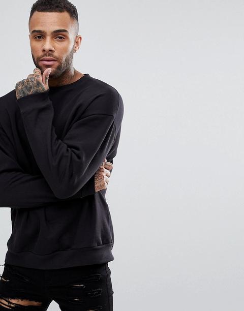 Sudadera Extragrande Negra De Asos