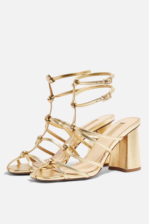 Womens Rebellious Strappy Sandals - Gold, Gold
