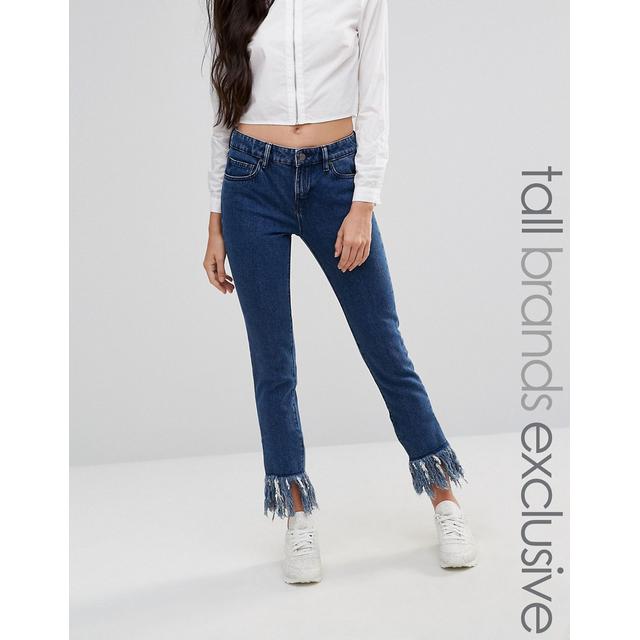 Waven Tall - Jeans Dritti Con Vistose Frange Sul Fondo - Blu di ASOS su 21  Buttons