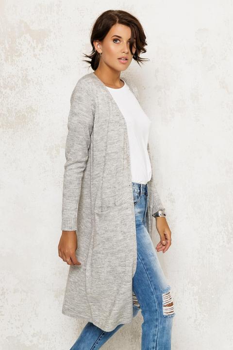 Long Knit Cardigan Grey