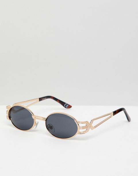 Gafas De Sol Ovaladas Y Estrechas En Dorado Con Detalle En La Patilla De Asos Design