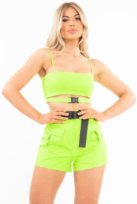 lime green buckle top