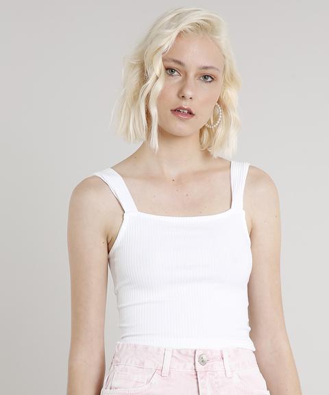 Regata Feminina Cropped Canelada Off White