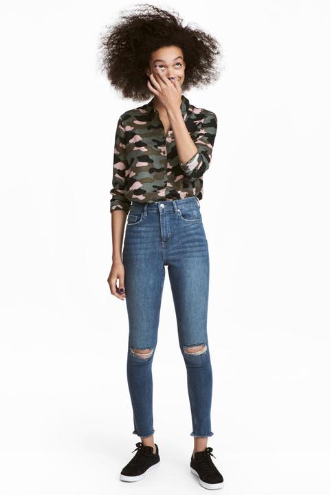 slim high trashed jeans