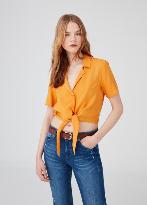 Camicia Crop Maniche Corte E Nodo