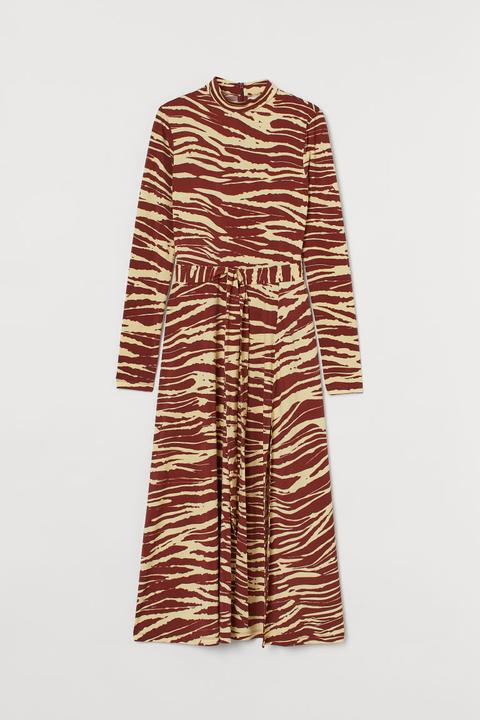 Stand-up Collar Dress - Orange