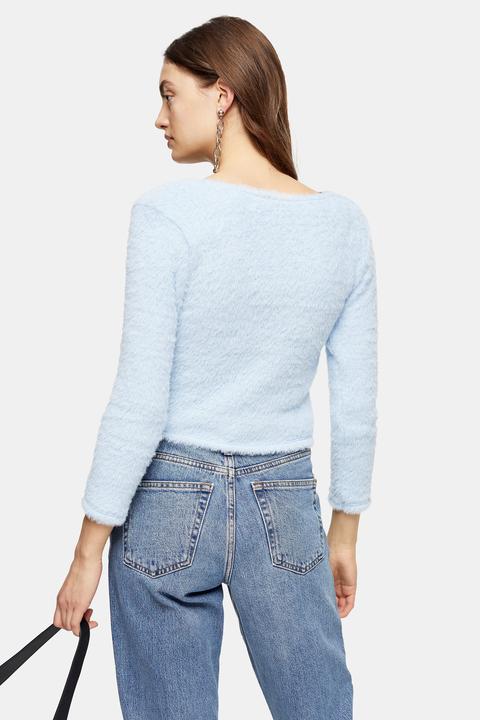 topshop blue fluffy cardigan