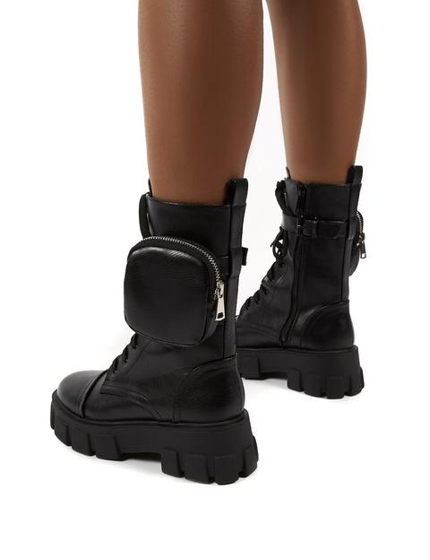 black chunky sole boots