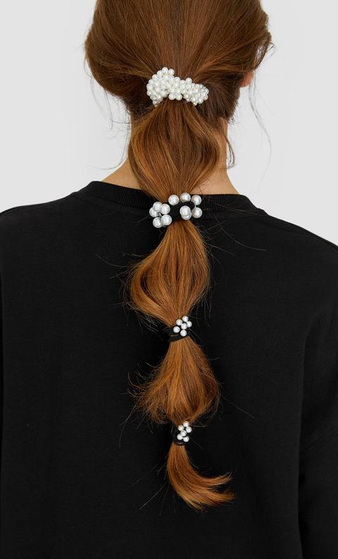 Stradivarius Lot De 3 Élastiques À Cheveux Avec Perles Femme Noir 103