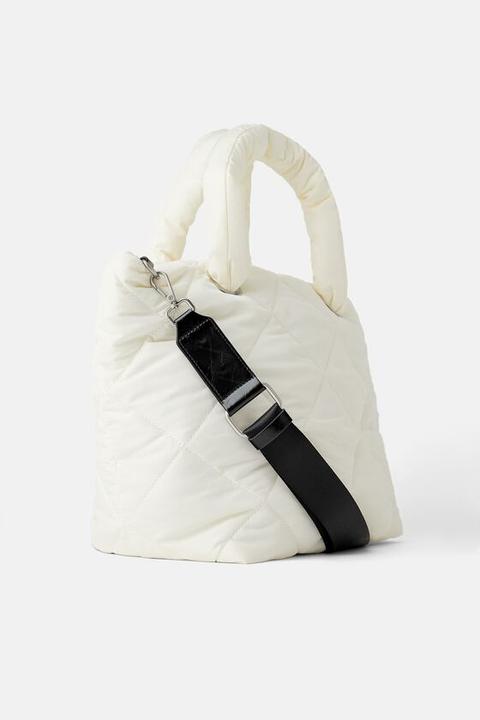 puffer tote bolsa zara