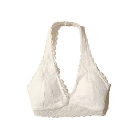 Sujetador Tipo Top Halter De Encaje Con Relleno De Quita Y Pon