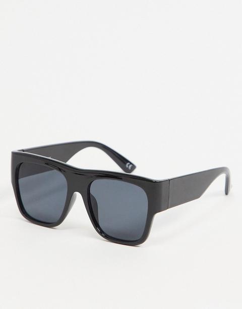Gafas De Sol Negras Con Lentes Negras Ahumadas Y Montura Cuadrada De Plástico De Estilo Años 70 De Asos Design-negro