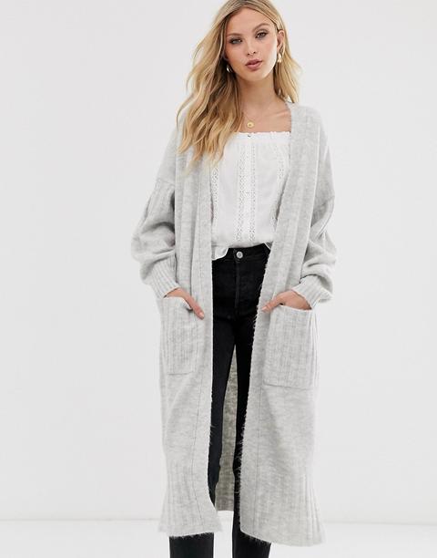 Asos Design Maxi Cardigan In Fluffy Yarn