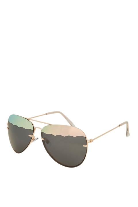 Womens Arnie Stripe Lens Pilot Sunglasses - Gold, Gold