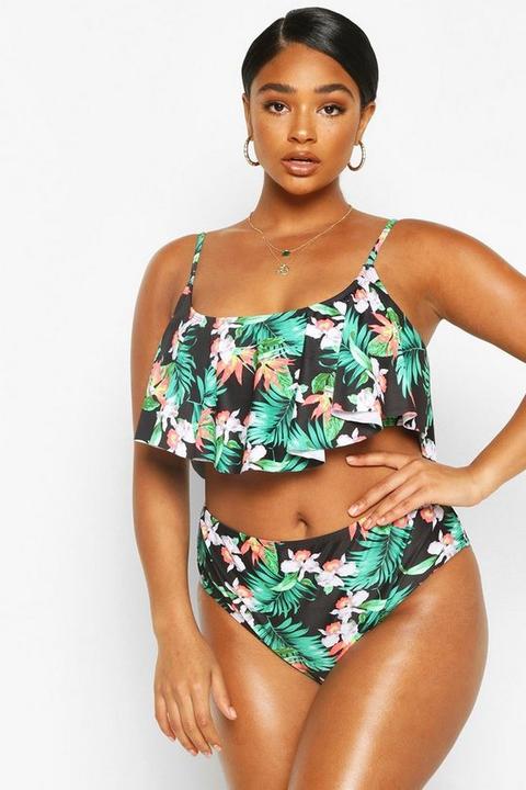 Plus Tropical Frill Bikini - Noir - 50, Noir