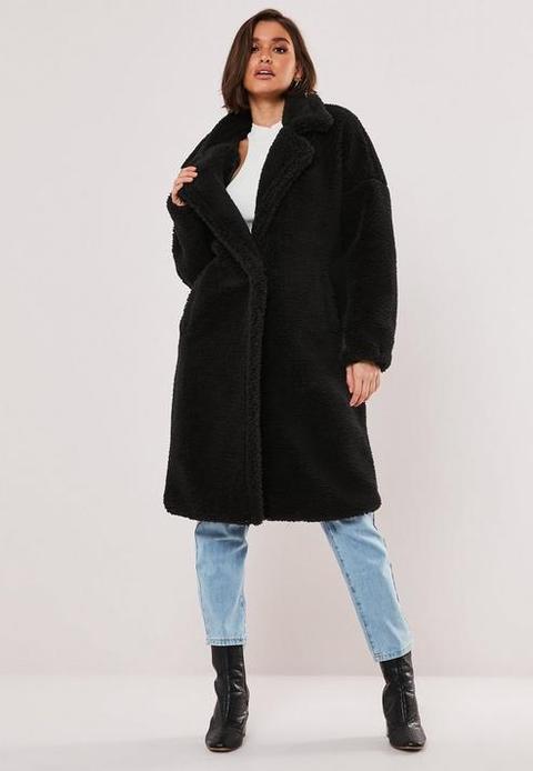 Black Borg Teddy Oversized Coat, Black