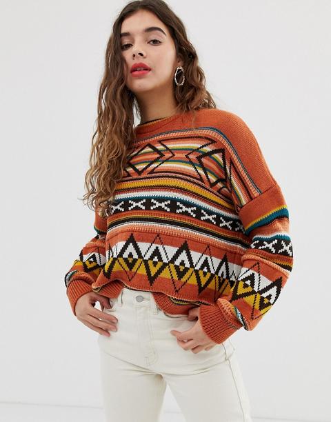 Asos Design - Maglione Pesante Con Motivo Azteca - Multicolore