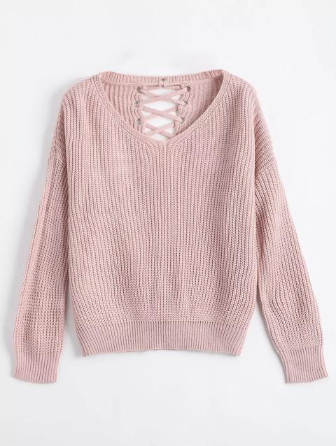 Maglione Sciolto Con Lacci A Spalle Oblique Black Nude Pink