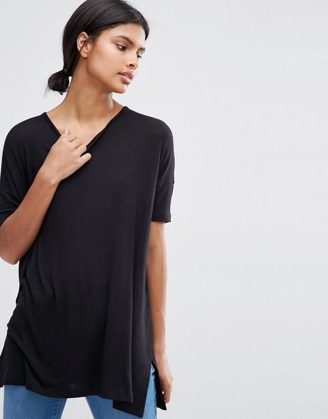 Asos - T-shirt Oversize Drappeggiata - Nero