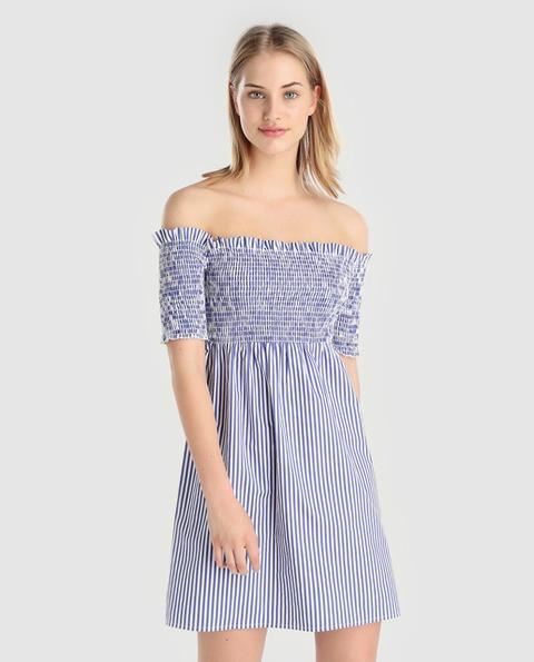 Fórmula Joven - Vestido De Mujer De Rayas Con Nido De Abeja