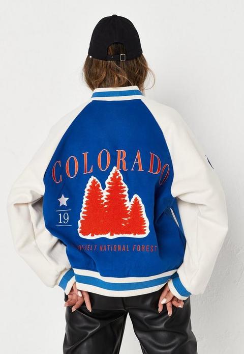 Blue Colarado Varsity Bomber Jacket, Blue