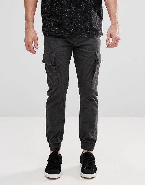 Jack & Jones Intelligence - Pantaloni Cargo Eleganti A Spina Di Pesce - Grigio