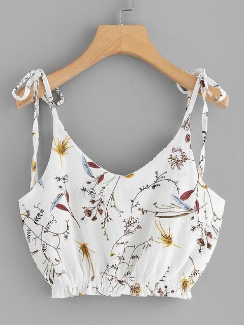 Tie Strap Florals Crop Cami Top