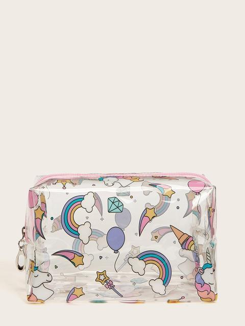 Borsa Per Trucco Trasparente Con Cavallo & Arcobaleno