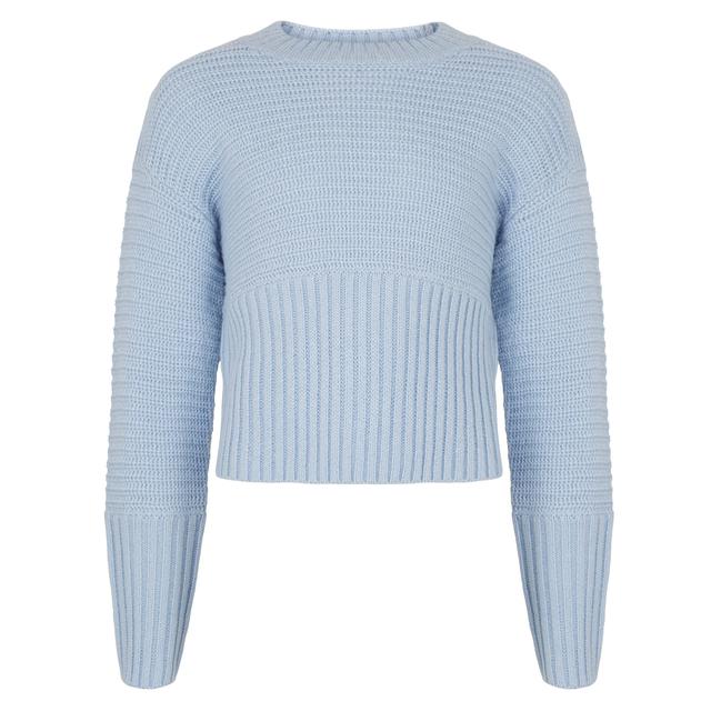 Pale blue ribbed jumper Clearance